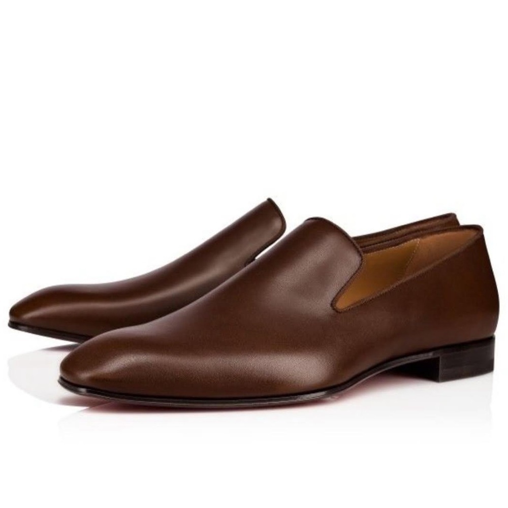 Christian Louboutin Rich Brown Leather Loafers